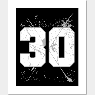 30 number | Sporty Grunge White Posters and Art